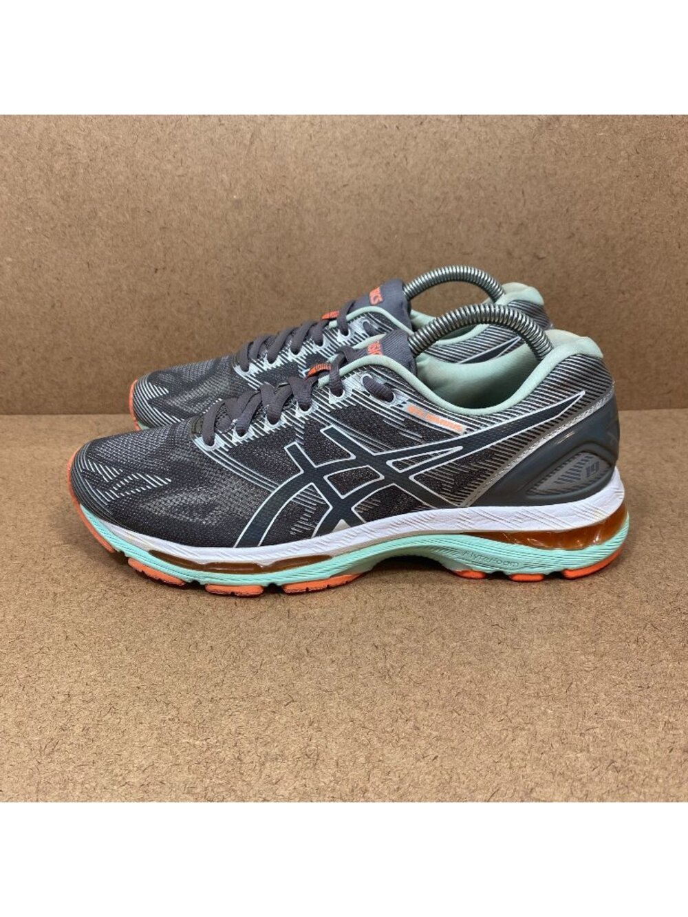 Asics Gel-Nimbus 19 Running Shoes Carbon Gray Coral Womens Size 9.5 flyte Foam